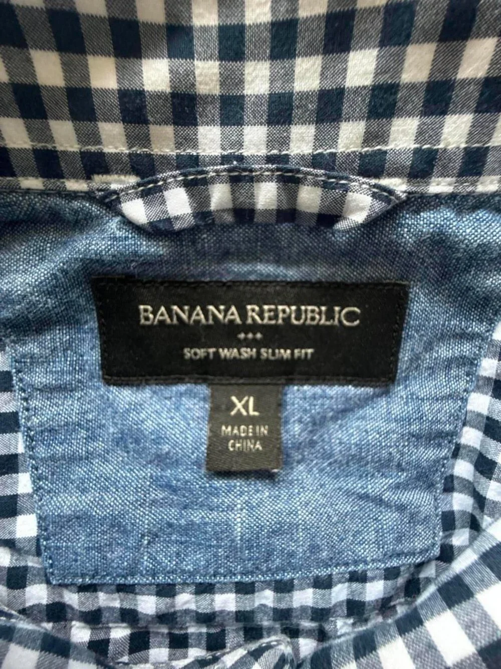 Banana Republic Men’s XL Gingham Check Short Sleeve Shirt 100% Cotton